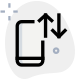 Cell phone with un and down arrow for internet connectivity icon