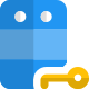 Secure modern server with key to unlock or authentication icon