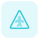 Triangular shape sign board with airplane logotype icon