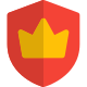 Crown in sheild shaped premium membership logotype icon