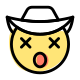 Dizzy emoji expression with cowboy hat and mouth open icon