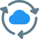 Data syncing of a cloud server isolated on a white background icon