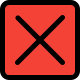 Cross sign in box for decline, isolated in a white background. icon