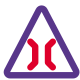 Triangular shape signboard with a narrow bridge lane icon