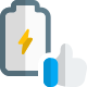 Battery life cycle with positive thumbs up feedback icon