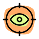 Live target of audience for web traffic with eye on crosshair icon