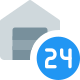 Round the clock storage warehouse availablity layout icon