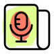 Audio news content isolated on a white background icon