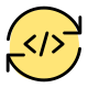 Programming language software syncing with circular loops icon