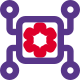 Microprocessor connected with multiple terminals isolated on a white background icon