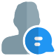Man using cellular chat message with speech bubble layout icon