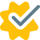 Product quality checkmark for approved and tested icon