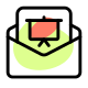 Message forwarded with office presentation guide in an envelope icon