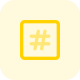 Social media hashtag with arrow isolated on a white background icon