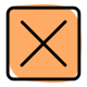 Cross sign in box for decline, isolated in a white background. icon