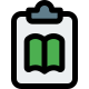 Content of a book been posted on a clipboard icon