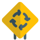 Roundabout of an inner intersection traffic sign board icon