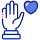 Volunteer hand holding heart icon