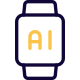 Artificial intelligence Technology under smartwatch isolated on a white background icon