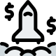 Aviation company making money - rocket launch logotype icon
