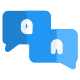 Question and answer session with speech bubble icon