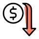 Devaluation of dollar money, depreciation finance downtrend icon