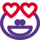 Happy romantic grinning frog with heart eyes icon