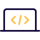 Web and application programming on a laptop system icon