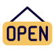 Mall opening hanging board isolated on a white background icon