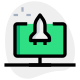 Powerhouse computer with rocket speed isolated on a white background icon