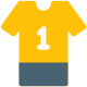 Soccer jersey for the sports player with number one icon