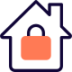 Smart house Access denied with a locked feature isolated on a white background icon