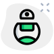 Humanoid Droid in an oval shape isolated on a white background icon