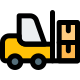 Heavy material handling forklift vehicle with boxes up icon