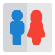 Visiting room with couples on stickman logotype icon