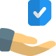 Share election result, hand with tick-mark isolated on a white background icon