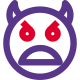 Devil face angry emoticon shared on social media icon