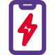 Smartphone on charging state with lighting bolt logotype icon