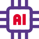 Microprocessor Technology with artificial intelligence isolated on a white background icon