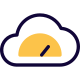 Rate of transfer speed gauge on a cloud server network icon