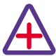 Hospital triangular sign with warning for loud horn restriction icon