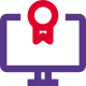 Online gaming award trophy with single ribbon icon