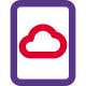 Cloud stored file with online content isolated on a white background icon
