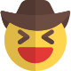 Cowboy squint facial expression wearing wide brim hat icon