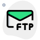 File transfer protocol with envelope logotype isolated on a white background icon