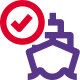 Ship ready to sail with check mark representation icon