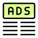 Ads at top margin line in various article published online icon