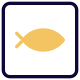 Fish logotype for a fishing point near lake icon