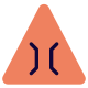 Triangular shape signboard with a narrow bridge lane icon