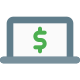 Internet banking and online purchase on laptop computer icon